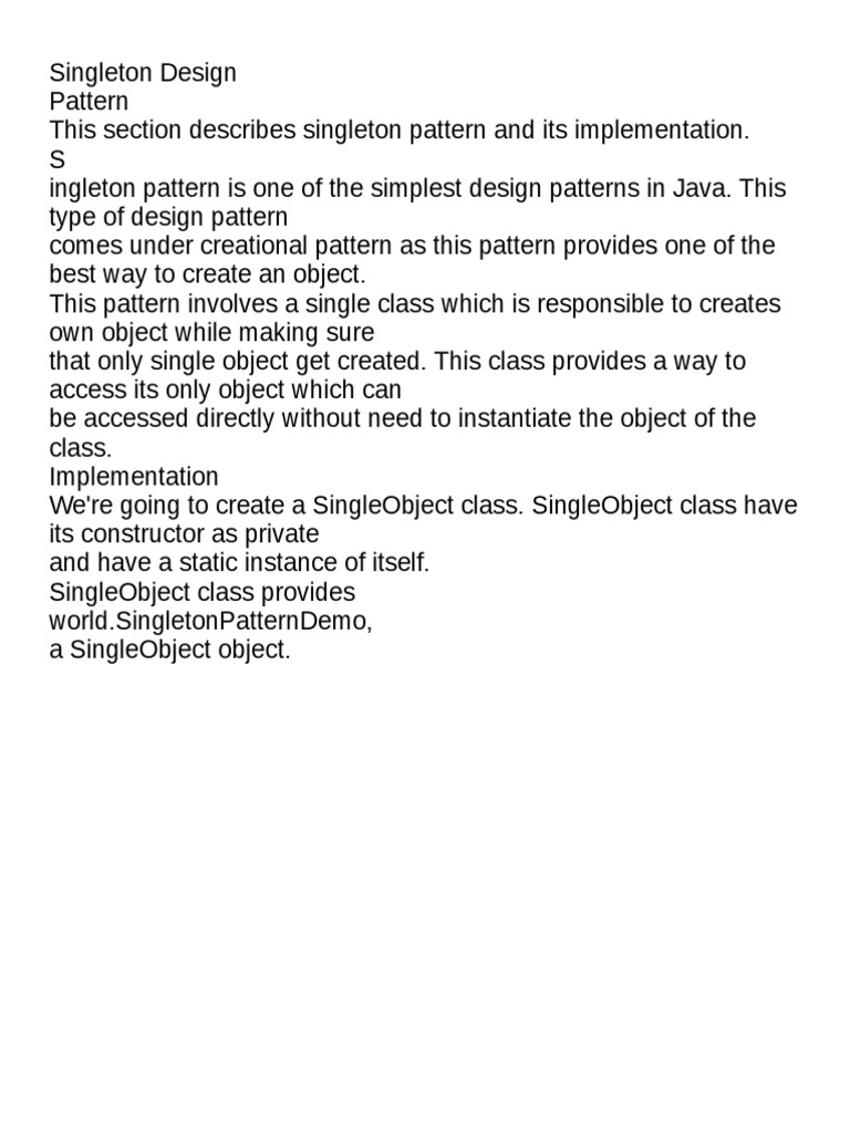 Singleton Design Pattern | PDF