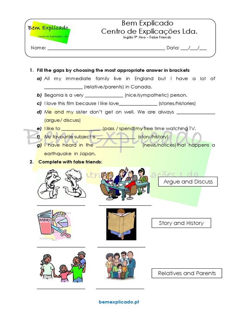 0.7 - Ficha de Trabalho - False Friends | PDF
