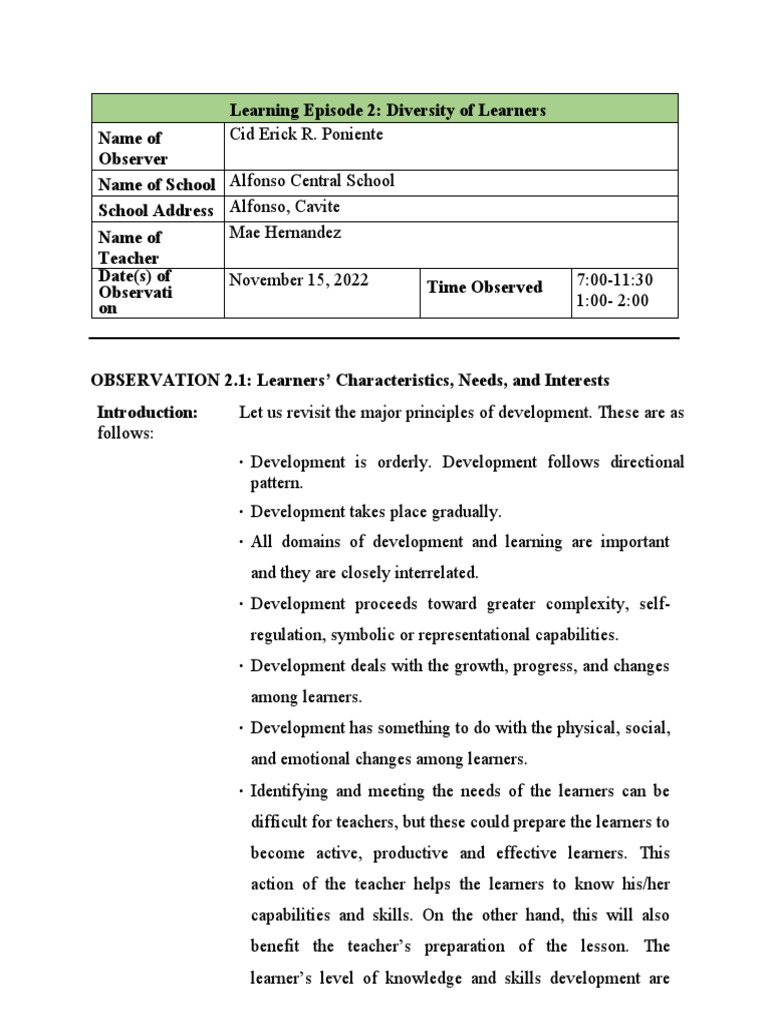 Understanding Learner Diversity | PDF | Learning | Teachers