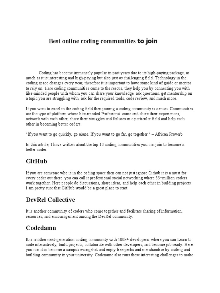 Best online coding communities to join pdf mentorship cyberspace