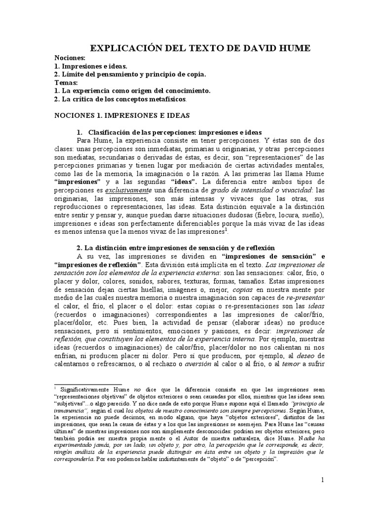 DAVID HUME para Selectividad Resumido | PDF | David Hume | Experiencia