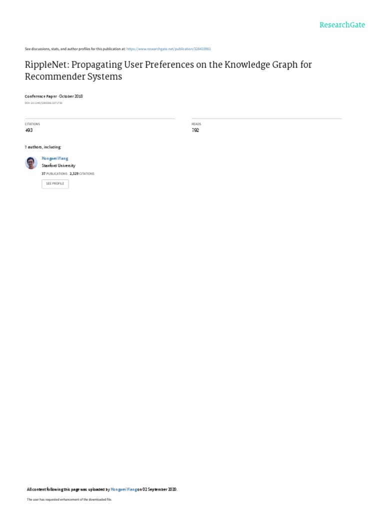 Ripplenet propagating user preferences on the knowledge graph for