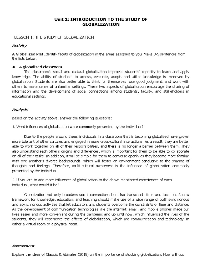 Understanding Globalization S Impact Pdf Globalization Curriculum