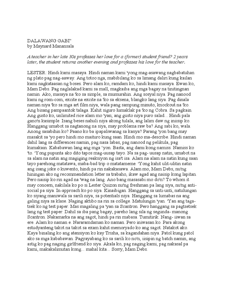 DALAWANG GABI (Script) PDF
