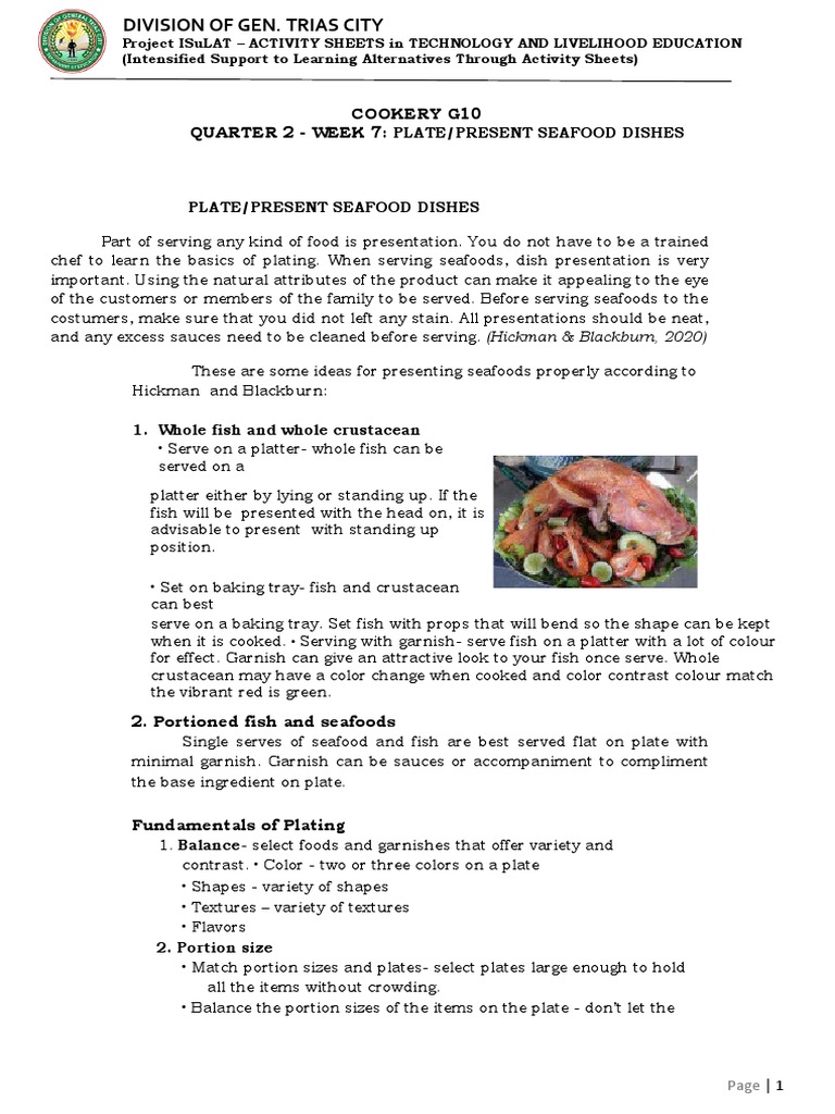 Proper Plating Techniques for Presenting Seafood Dishes PDF Foods