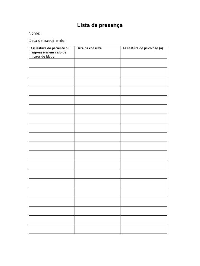 Lista de Presença | PDF