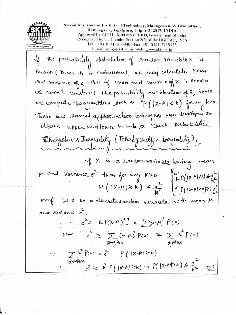 Chebyshev Inequality | PDF