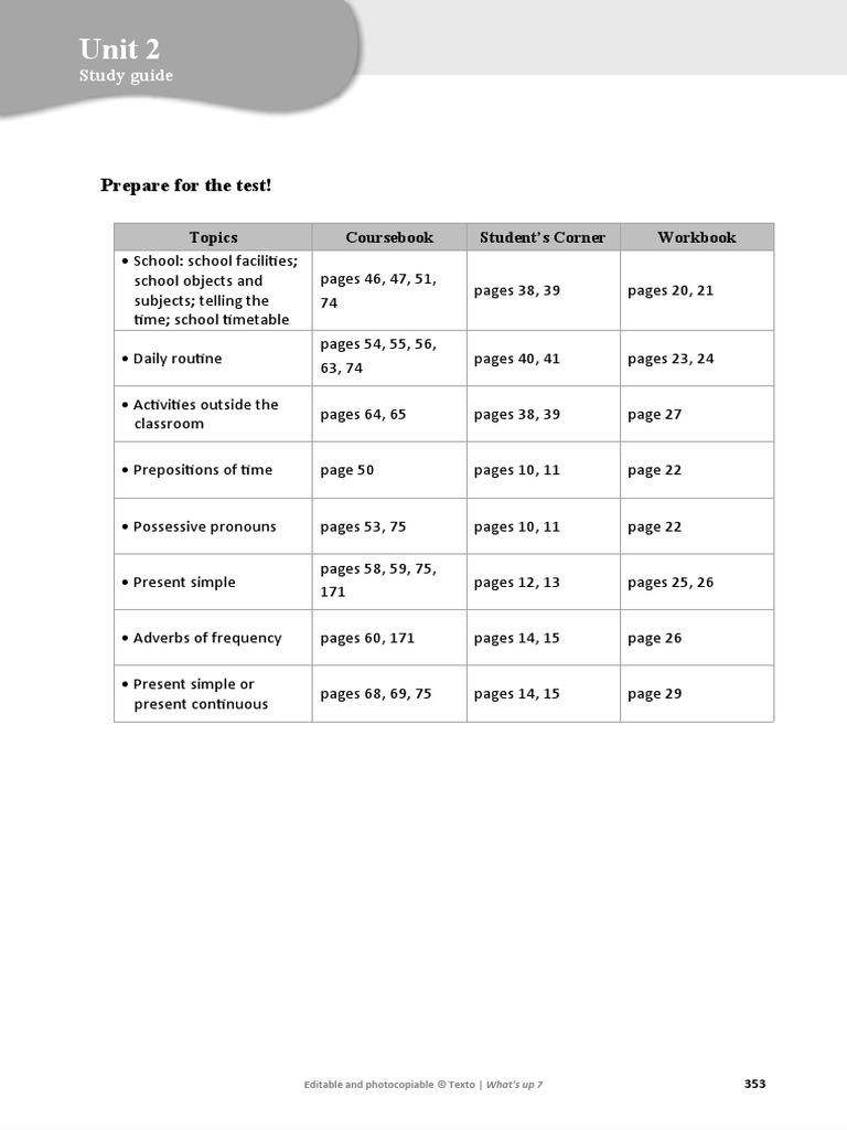 Test Unit2 Pdf Schools Lunch