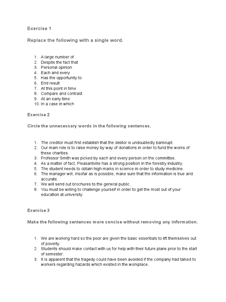 Concise Writing Exercises | PDF