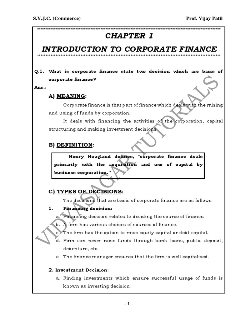 Introduction to corporate finance a meaning pdf preferred stock