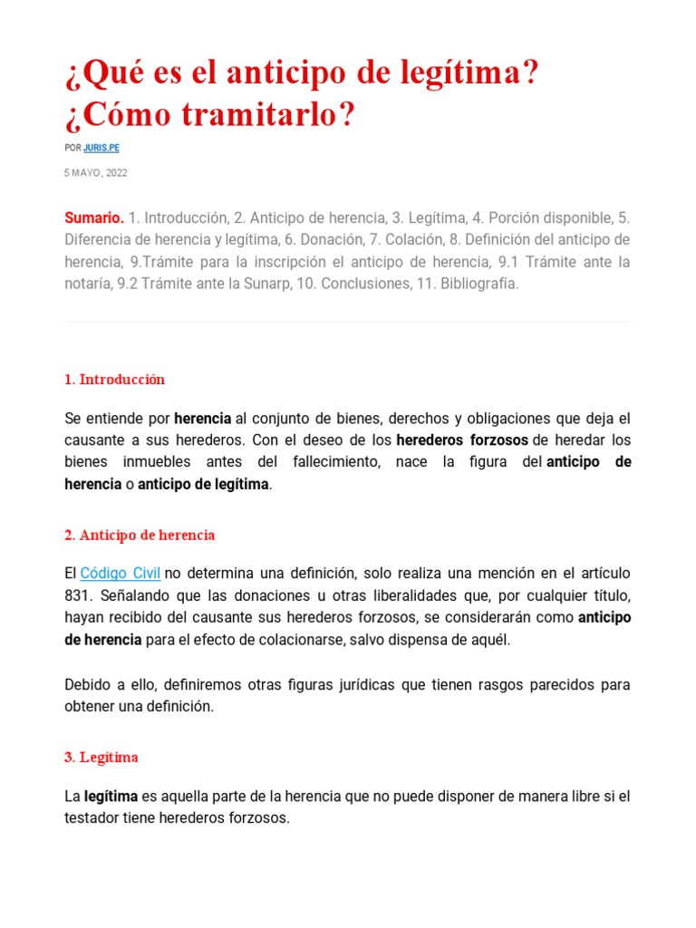 Anticipo de Legítima | PDF | Donación | Herencia
