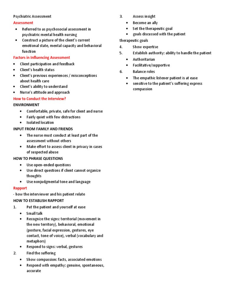 Psychiatric Assessment | PDF | Empathy | Cognition