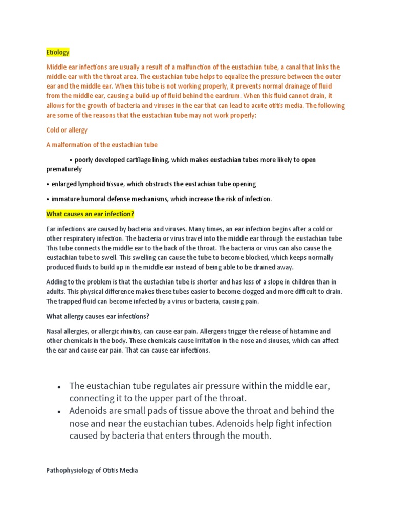 The Pathophysiology of Otitis Media How Eustachian Tube Dysfunction
