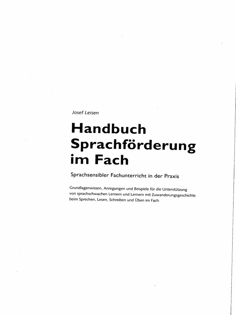 Leisen, Josef - Handbuch Sprachförderung Im Fach - Sprachsensibler Fachunterricht in Der Praxis ...