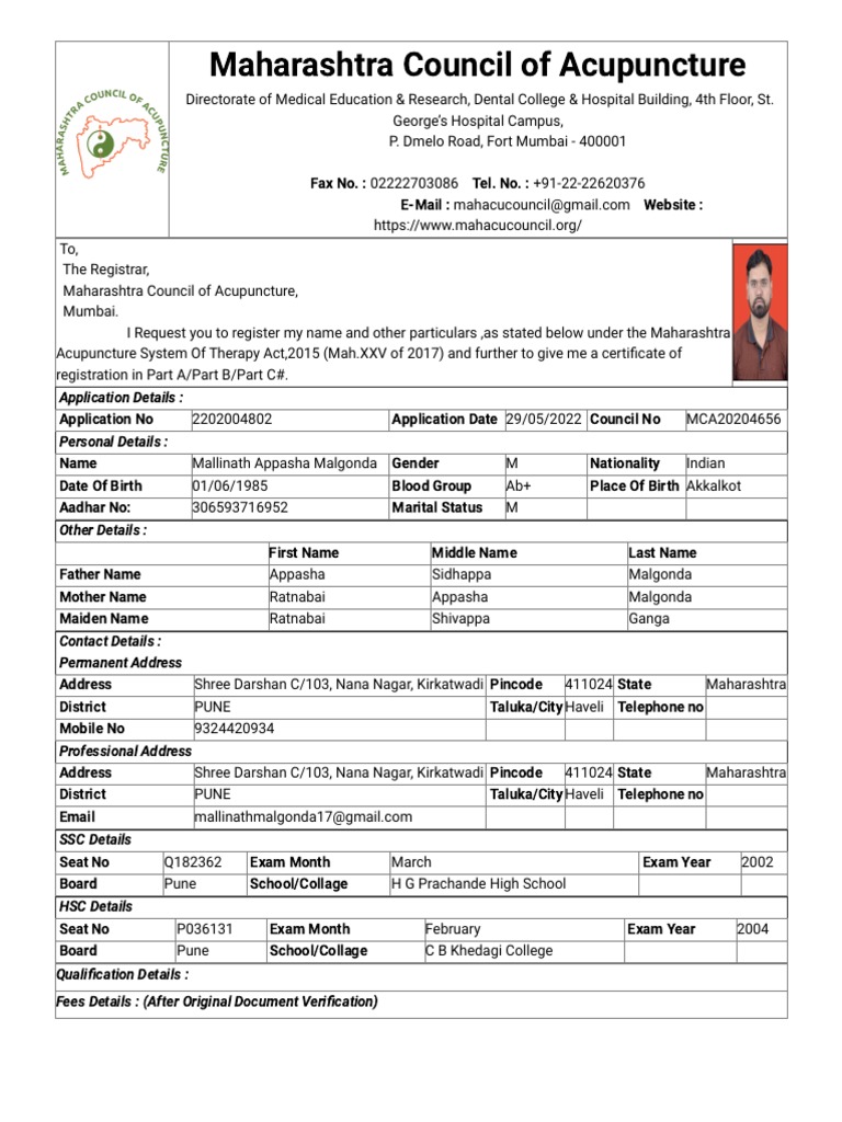 Maharashtra Council of Acupuncture PDF Health Care Health Sciences