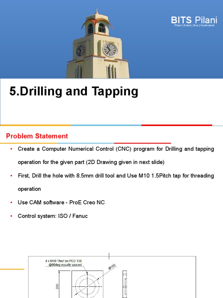 Creating a cnc program for drilling and tapping operations using proe