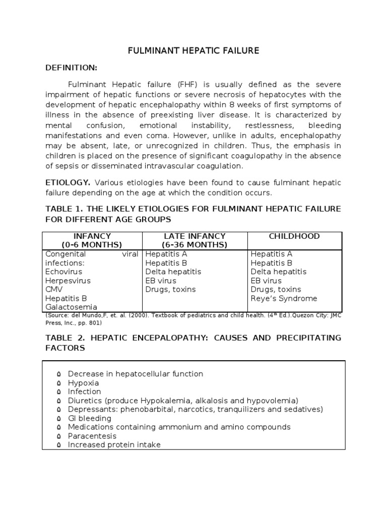 Fulminant Hepatic Failure | PDF | Hepatitis | Liver