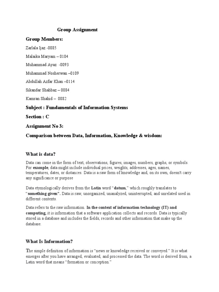 Data Information Knowledge Wisdom Pdf Data Information