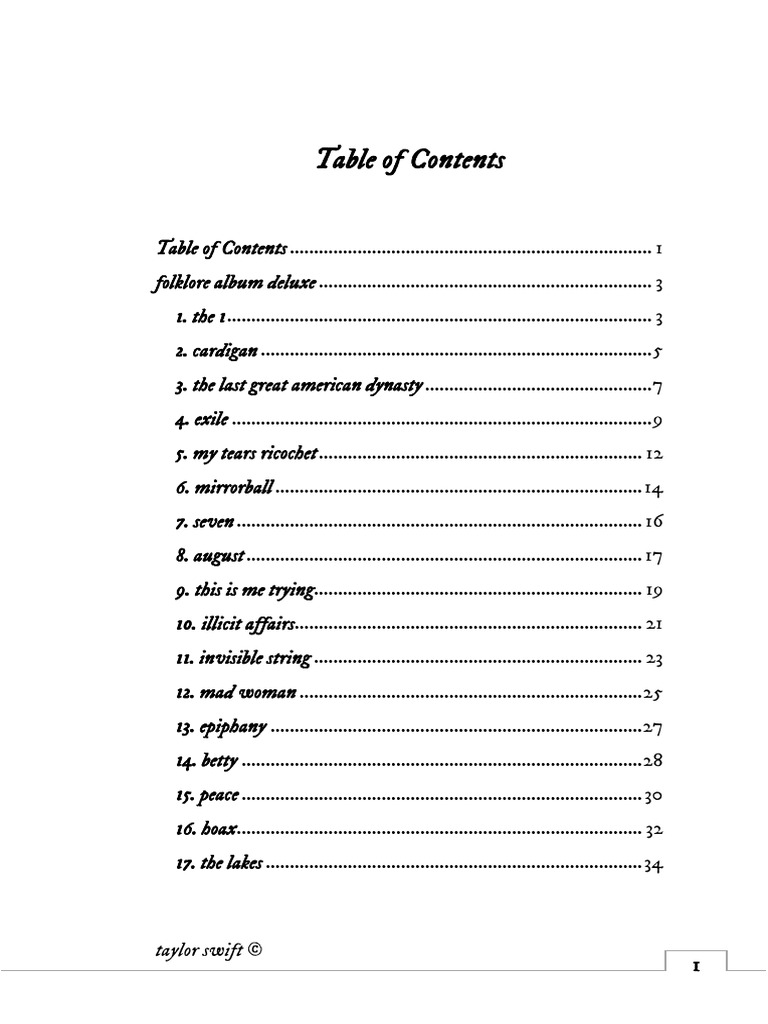 Taylor Swift Lyrics | PDF