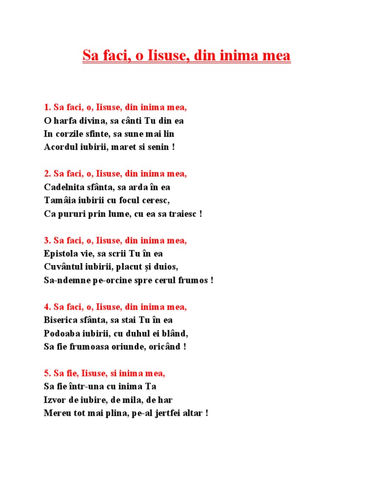 Sa Faci o Iisuse Din Inima Mea | PDF