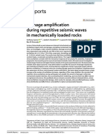 Damage Amplification During Repetitive Seismic Waves in Mechanically Loaded Rocks