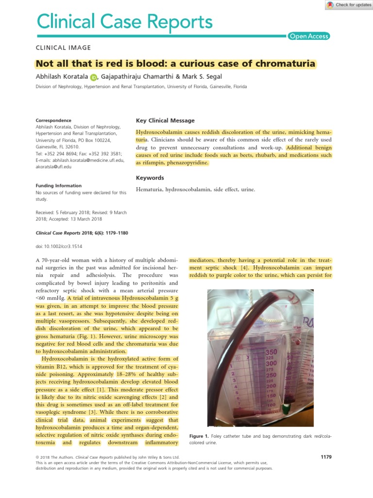 Clinical Case Reports 2018 Koratala Not All That Is Red Is Blood
