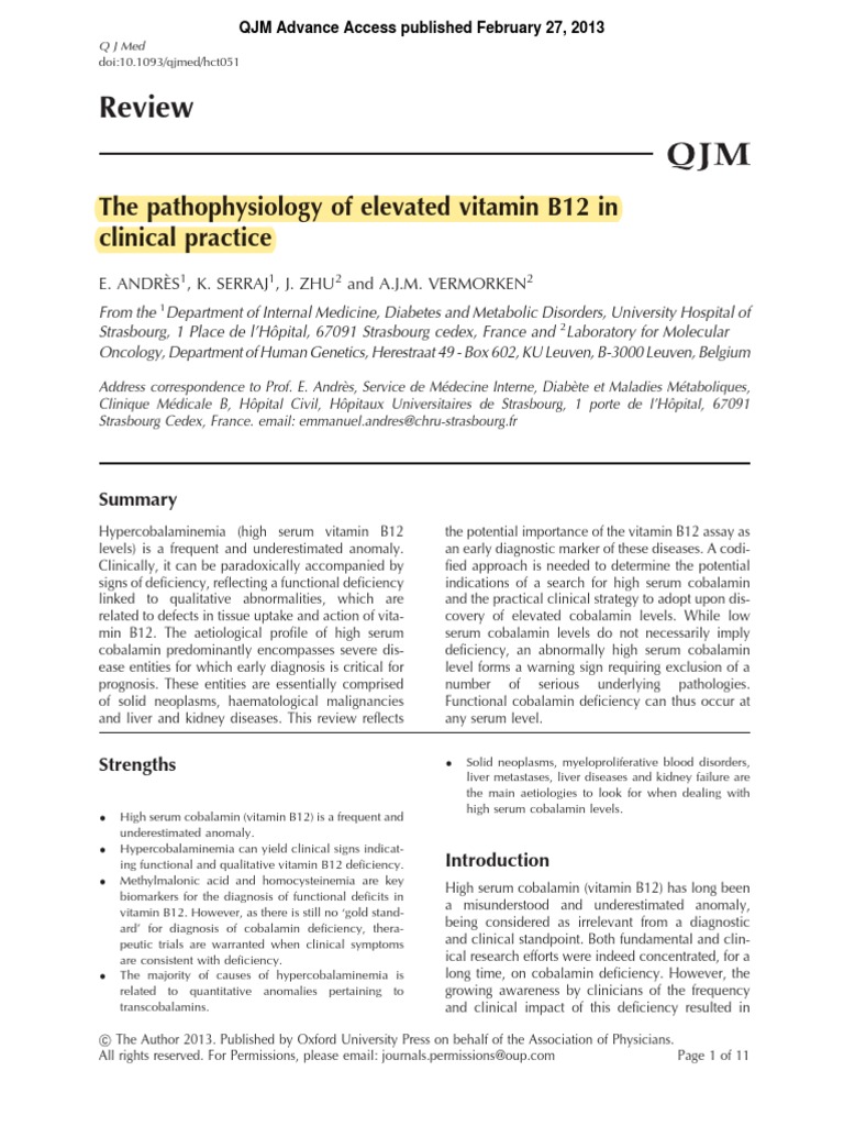 Teh Patophysiology of Elevated b12 PDF