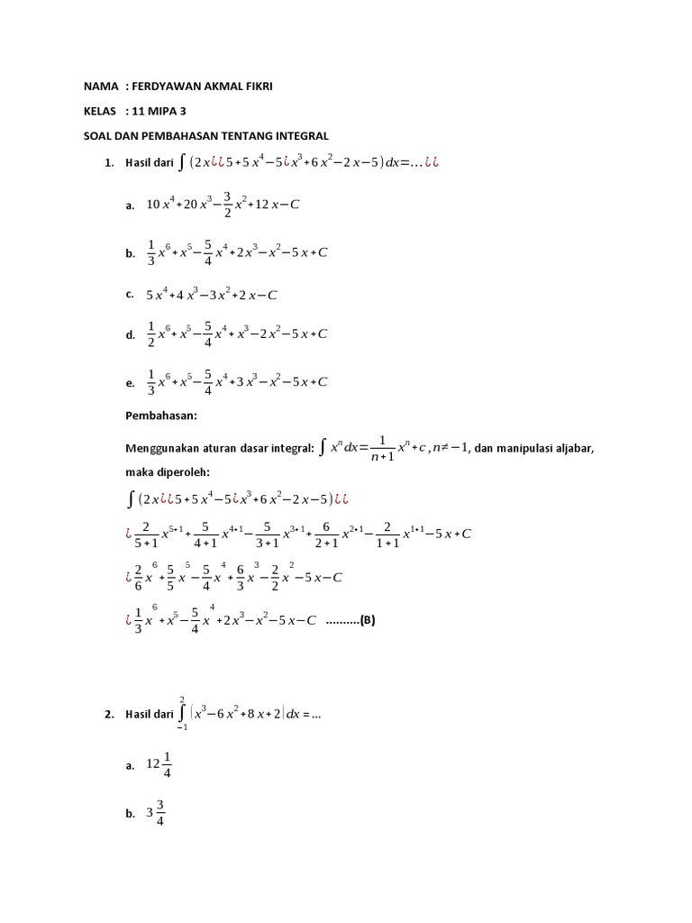 Soalintegral Pdf Komputer