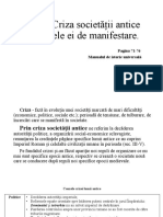 Tema Criza Societății Antice Și Formele Ei de Manifestare