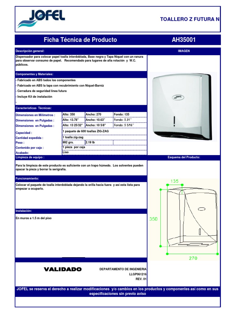 Dispensador Toalla - Ah35001 | PDF