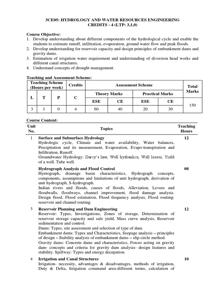Hydrology & Water Resources Course | PDF | Flood | Hydrology