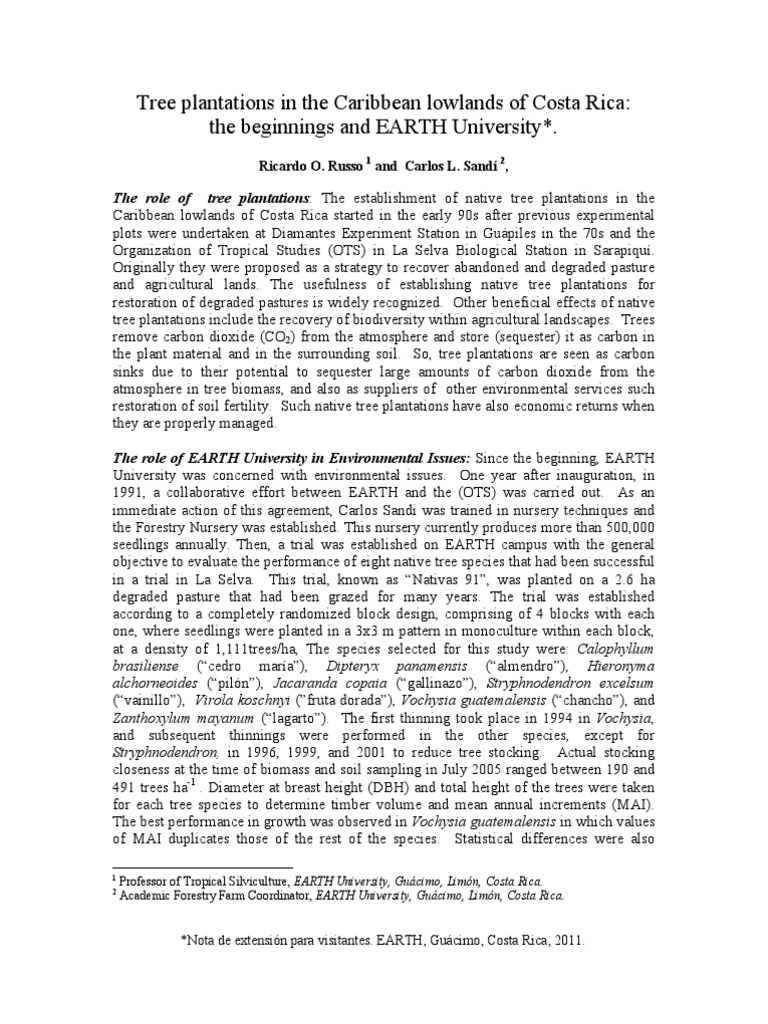 Tree Plantations Note PDF Carbon Sequestration Plantation