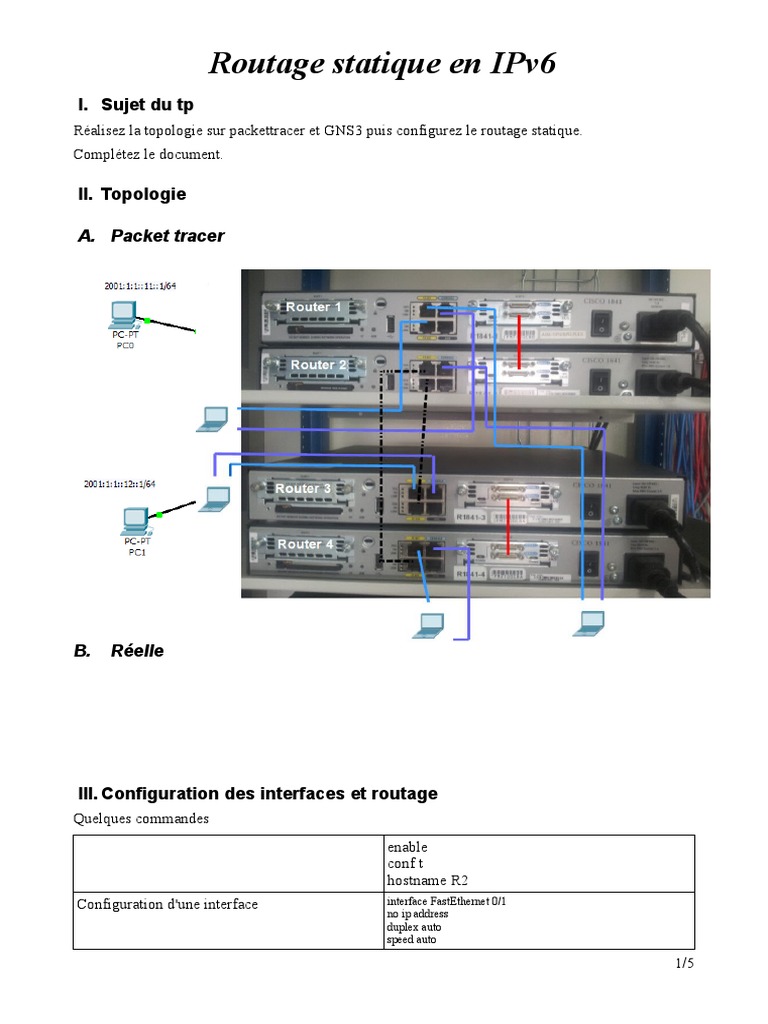 Trame TP Routage Ipv6 Statique | PDF | I Pv6 | OSI protocols