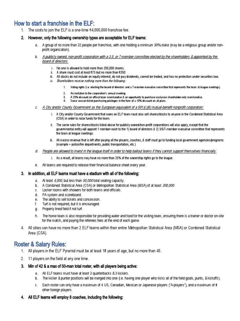 New Elf Rules | PDF | Stocks | Quarterback