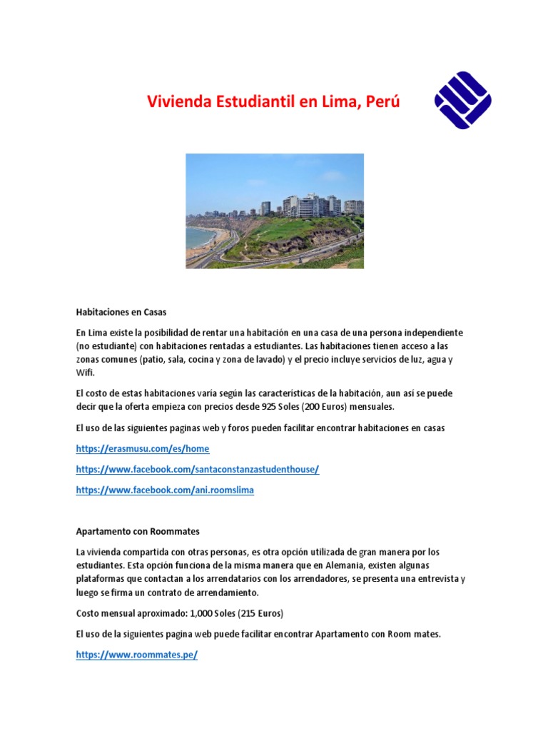 Opciones de Vivienda Estudiantil en Lima | PDF | Lima