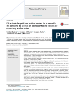 Eficacia de Las Políticas Institucionales de Prevención de Consumo de Alcohol en Adolescentes