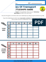 Transportation Worksheet Battleships Game