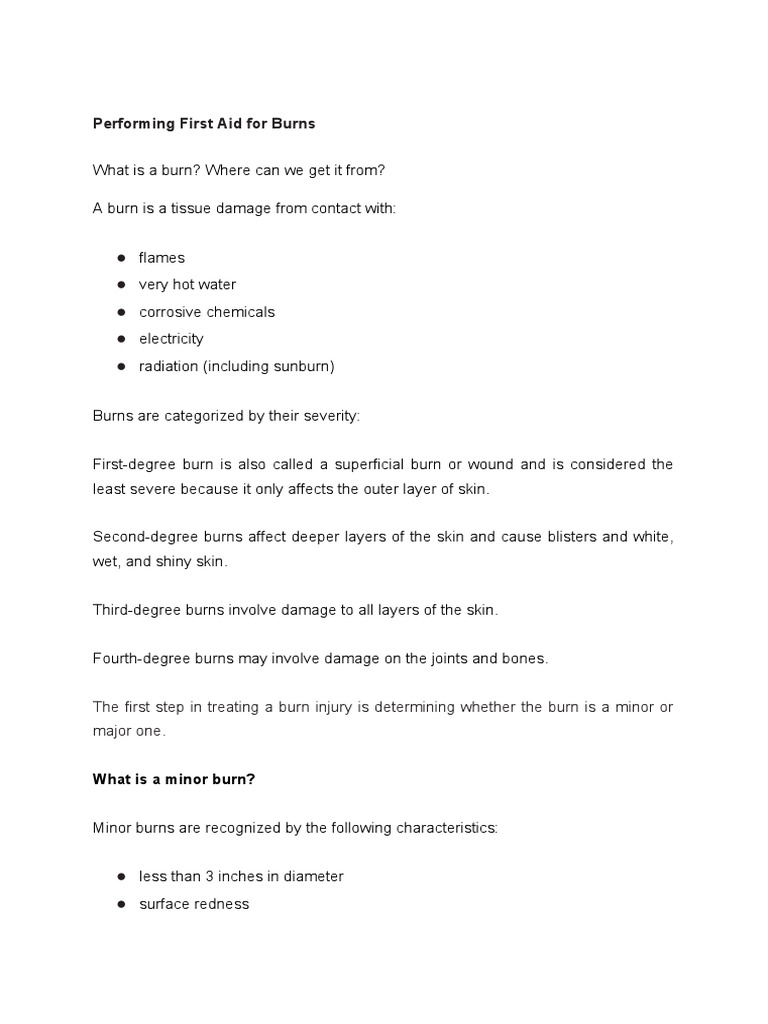 First Aid Guide for Burn Treatment | PDF
