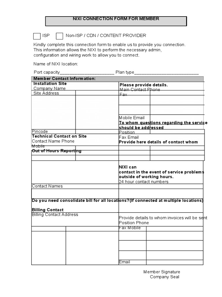 Connection Form (Confrm) PDF Router Ip Address