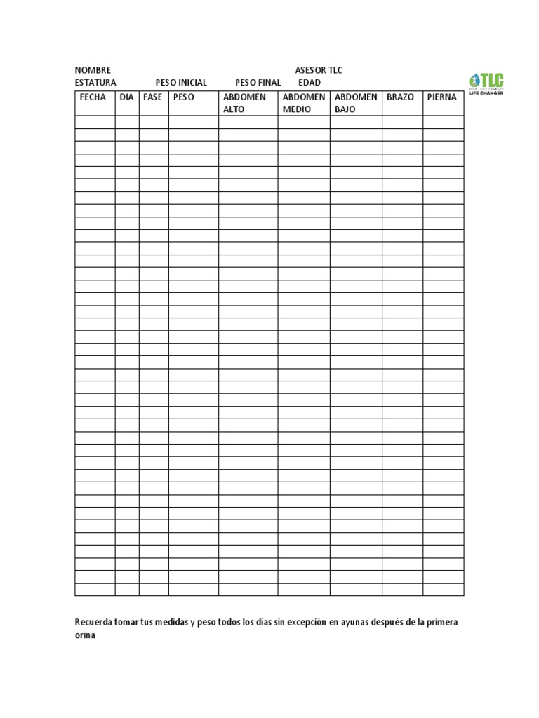 Tabla de Peso y Medidas PDF