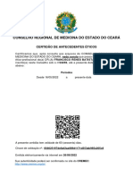 Conselho Regional de Medicina Do Estado Do Ceará: Certidão de Antecedentes Éticos