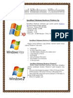 Spesifikasi Minimum Hardware Windows XP