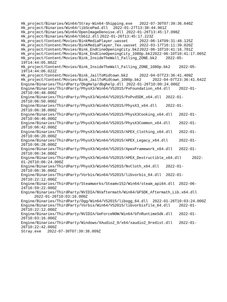 Stray Game Binaries and Assets List | PDF | Software Engineering ...