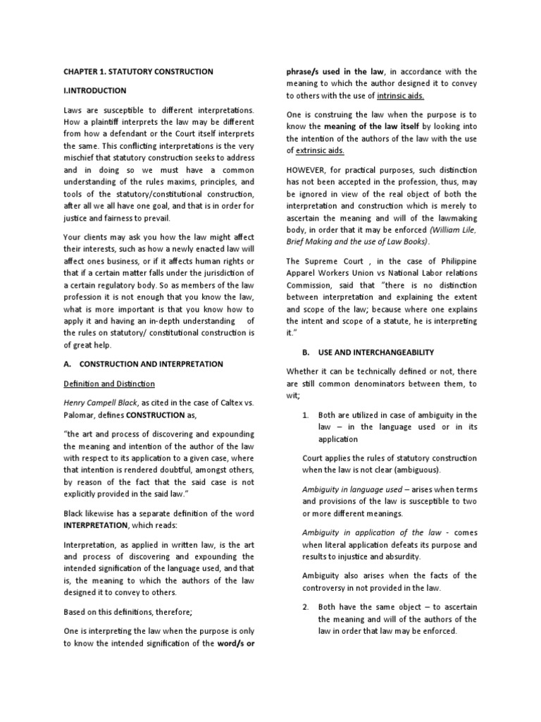 Statutory Construction (Reviewer Midterms) PDF