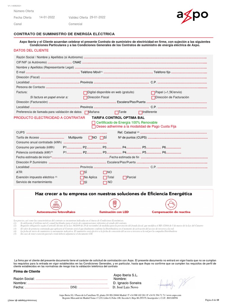 TARIFA CONTROL OPTIMA BAL Oferta N1 Tarifario PDF Factura