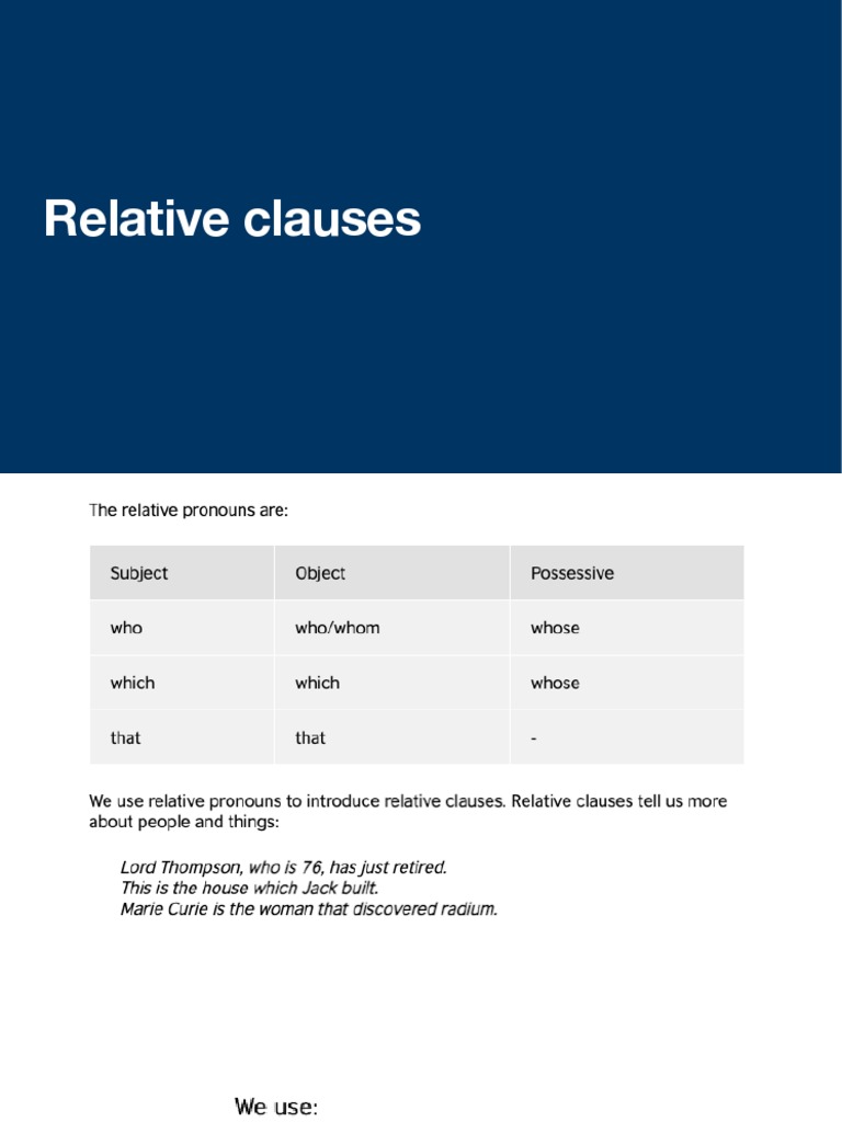 Relative Clauses | PDF
