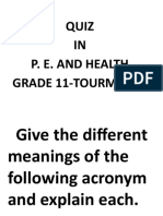 Quiz in P.E. 11 Tourmaline 2022 23