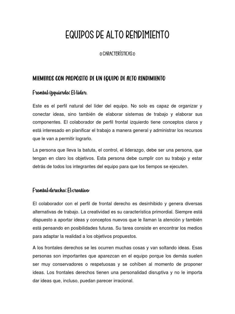 Equipos De Alto Rendimiento Pdf Toma De Decisiones Liderazgo