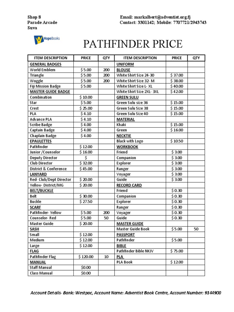 Pathfinder Price List 2 | PDF