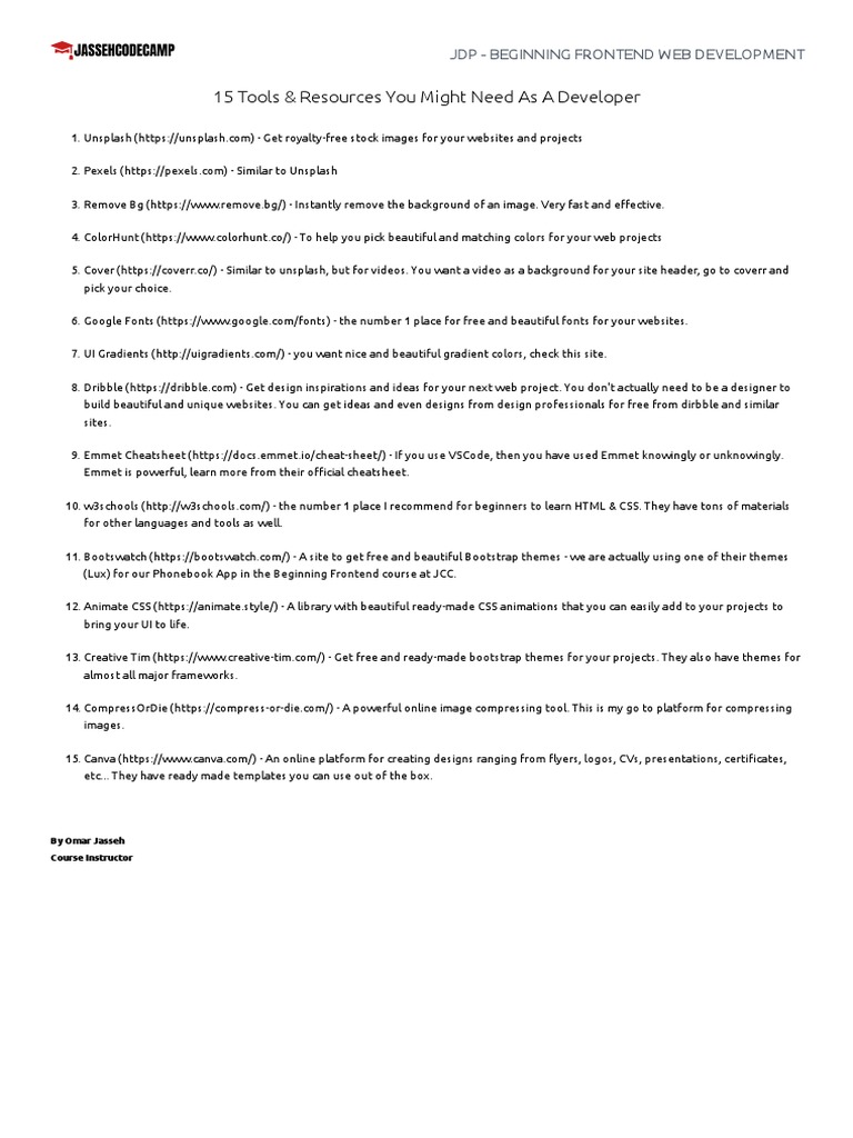 15 Useful Resources For Devs | PDF | Bootstrap (Front End Framework ...
